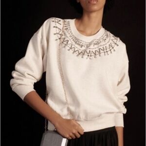 Maeve Cream Embellished Sweater